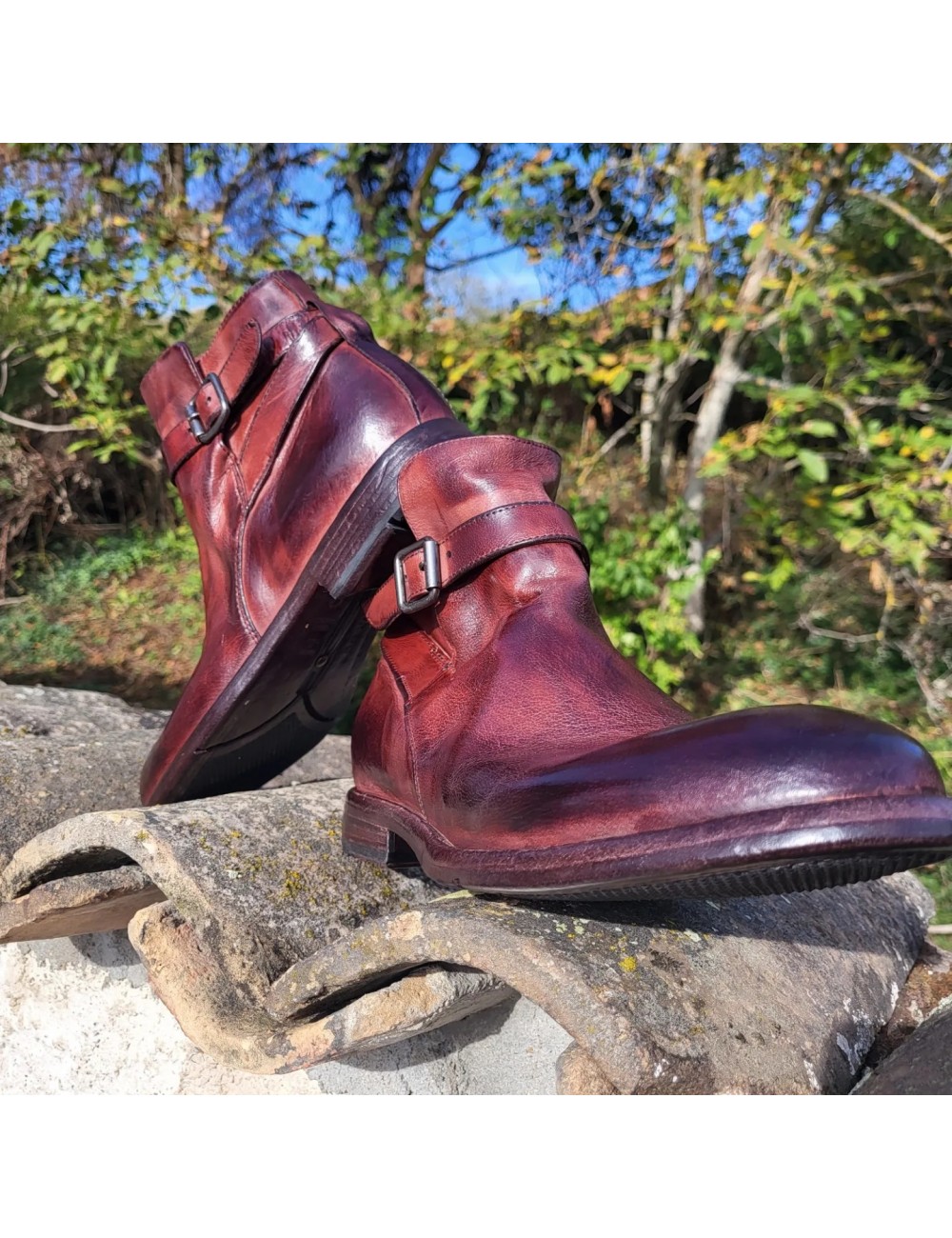 Bottine homme en cuir de veau marron martelé et patiné Lemargo-ARTHUR  Chaussures